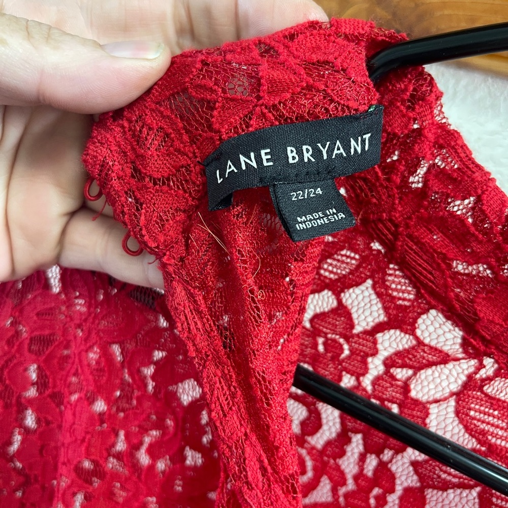 Lane Bryant red lace blouse